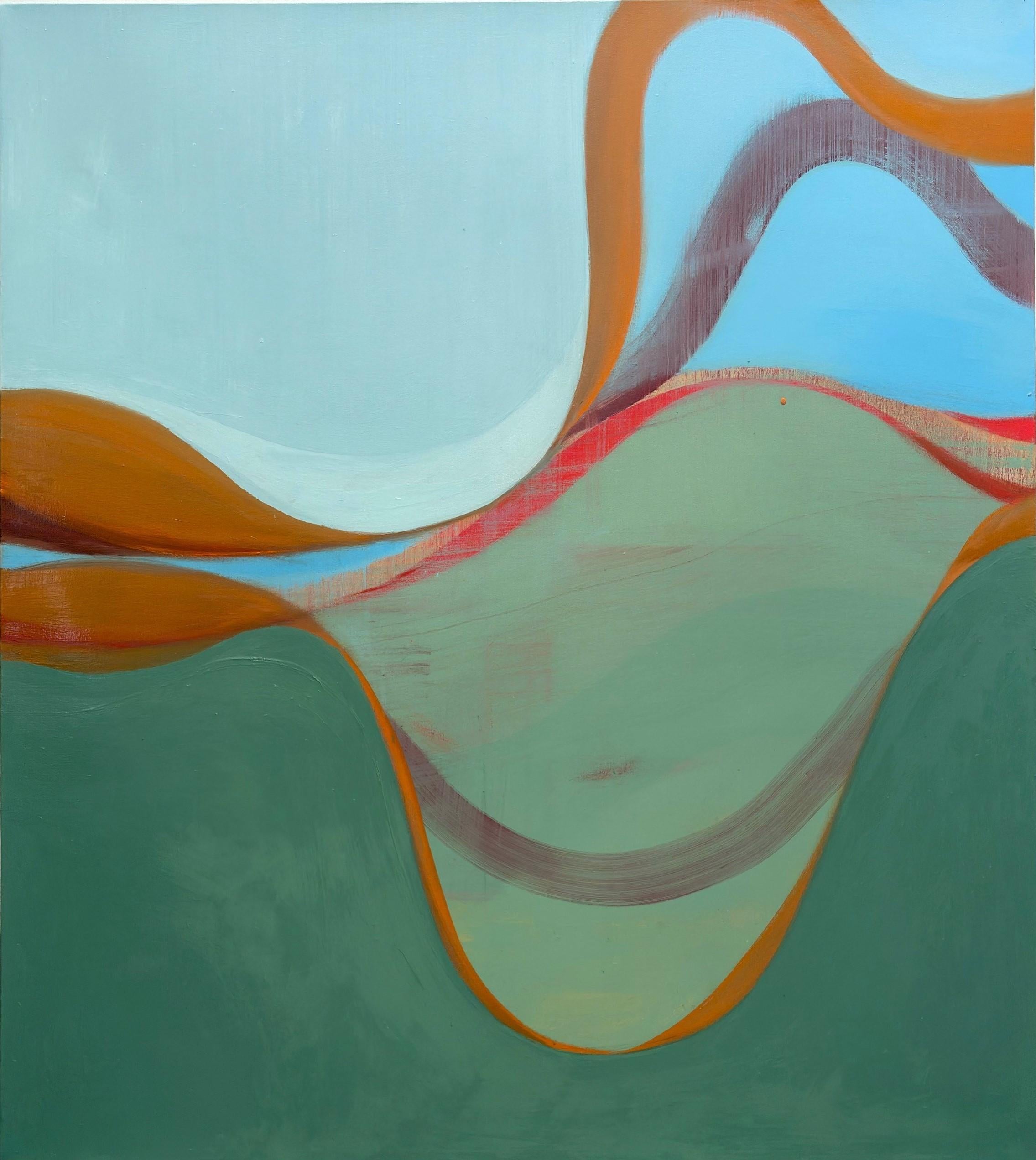 Abstract Painting di Margaret Neill - Sweet Talk - Pittura astratta Verde Magenta Rosa Marrone Arancione Onde, 2025