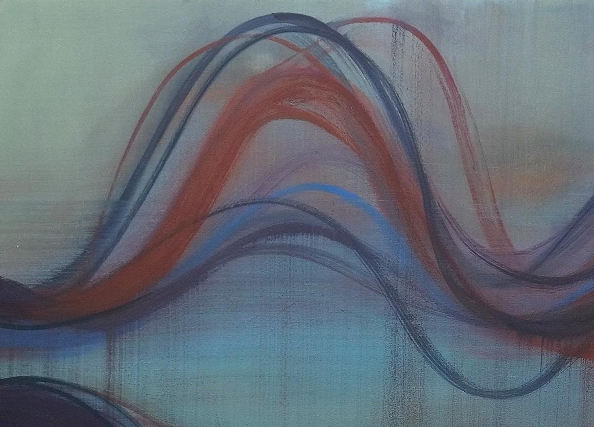 Gefäß - Abstrakt Blau Indigo Burgunderrot Undulations Curve Wave Lines, 2019 im Angebot 1