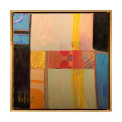 Abstract Blue, Red and Yellow Cubist Oil Painting