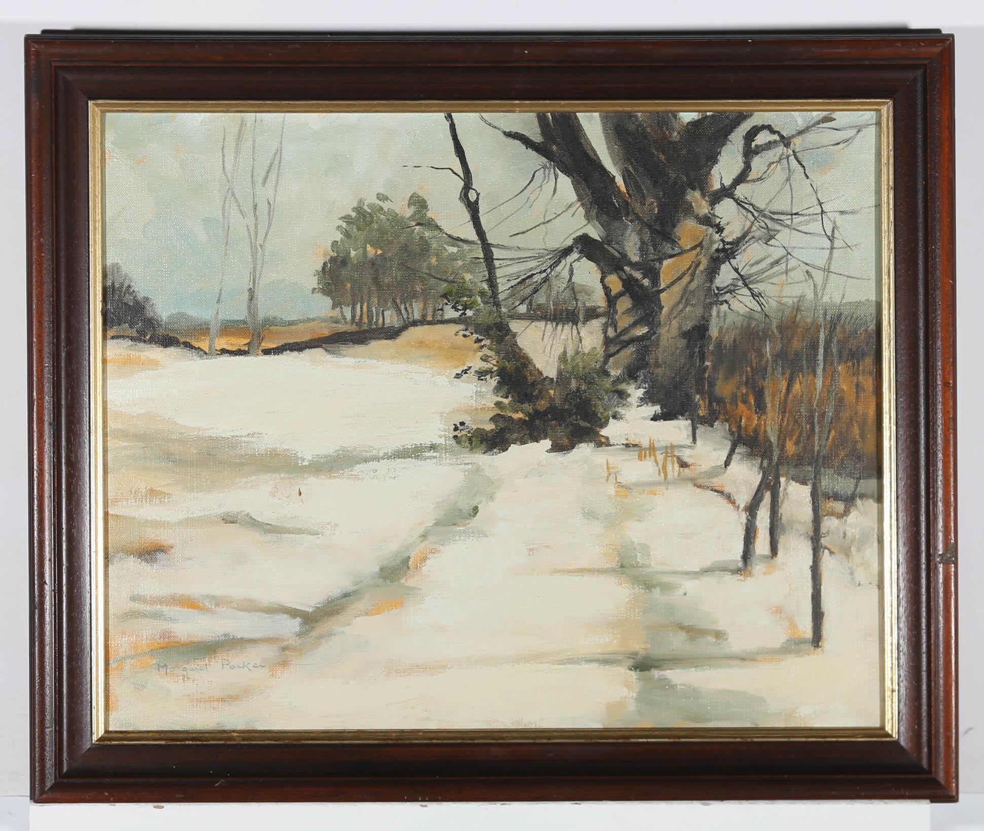 Margaret Parker (1925-2012) - Framed 20th Century Oil, Snow at Riplingham For Sale 1