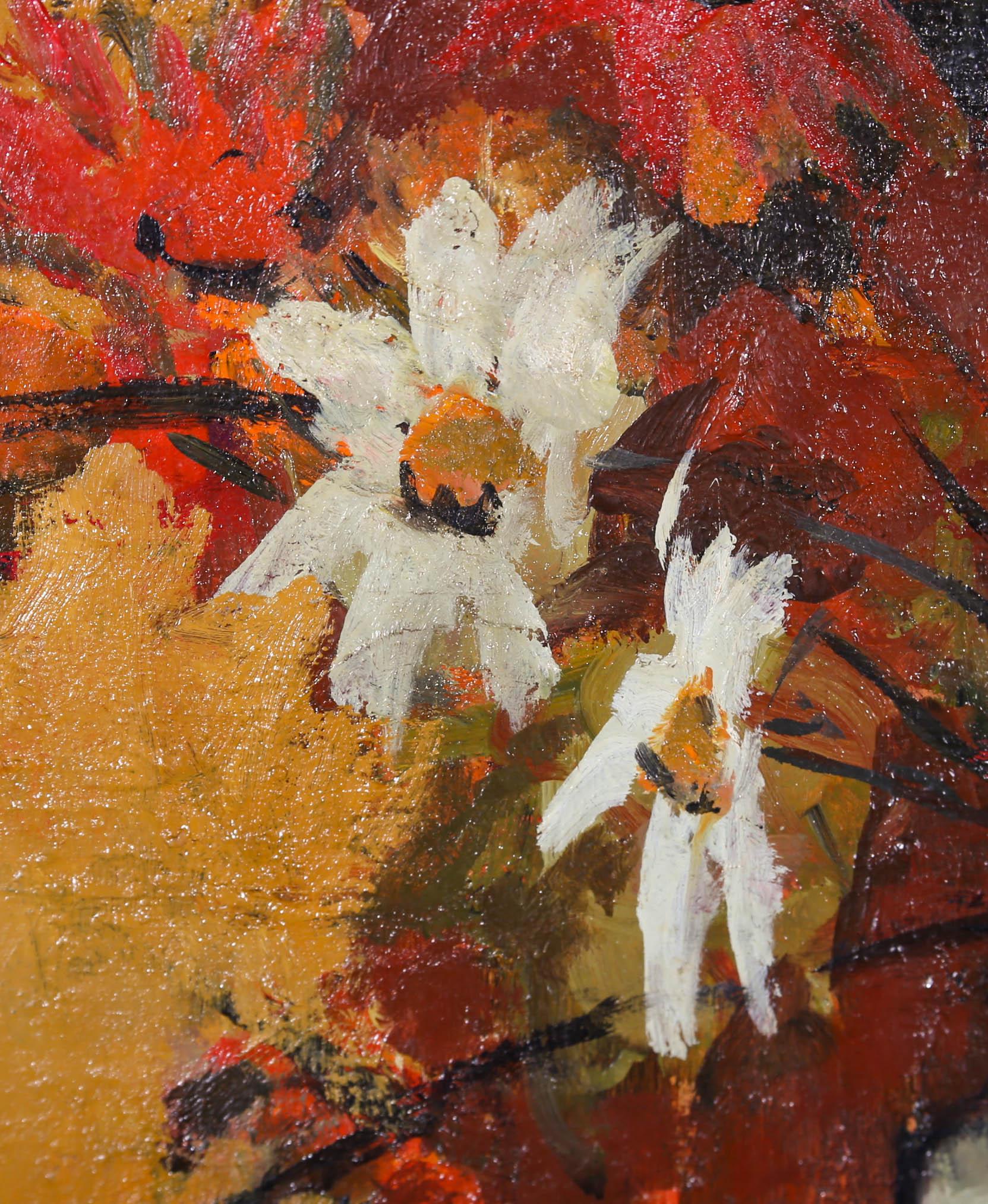 Margaret Parker (1925-2012) – Ölgemälde, Wildblumen in einer Vase, Mitte des 20. Jahrhunderts im Angebot 4