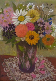 Margaret Pullee NEAC (1910-2003) English Still Life Of Flowers OIL PAINTING 
