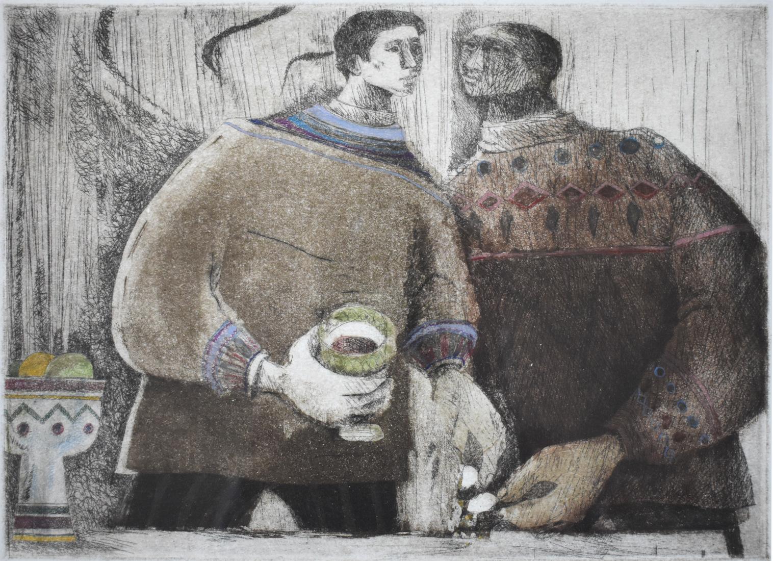 Figurative Painting Margaret Putnam - "Une Boisson"