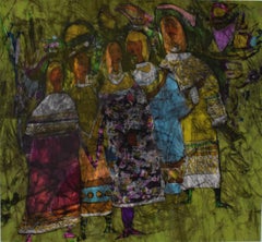 "GIRLS NIGHT OUT" MID CENTURY MODERN BATIK SAN ANTONIO ARTIST