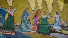 "Lamp Dancers" Batik on Silk Texas Modernist Margaret Putnam