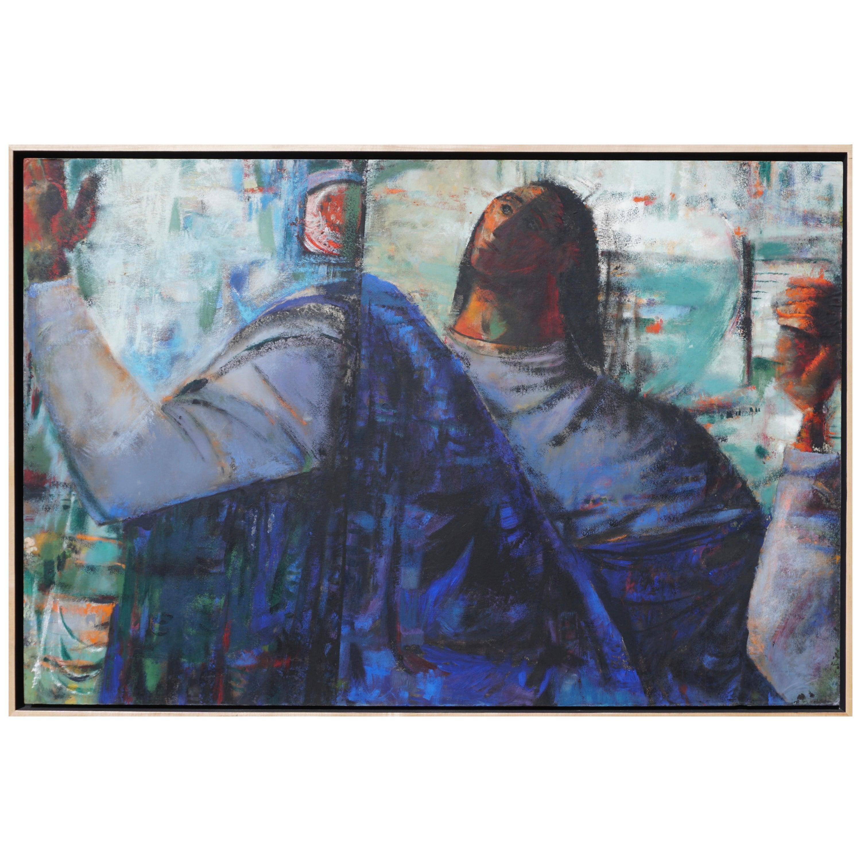 Margaret Putnam (American/Texas 1913-1989)
A Large painting "Praise" mixed media on Canvas board
Dimensions: 40 Inches High x 60 Inches Wide; Framed: 42.5 Inches High x 62.5 Inches Wide. 
Condition: Original condition. Some wear to frame with