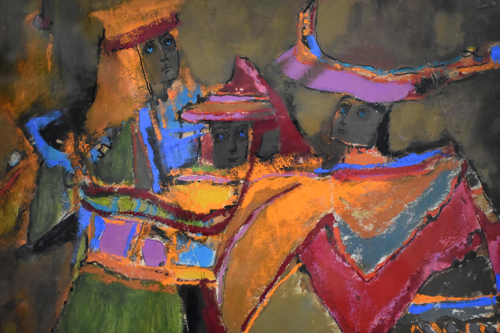 « THE DANCE », L'artiste de San Antonio MARGARET PUTNAM (1913-1989) BOLD BEAUTIFUL COLORS - Painting de Margaret Putnam