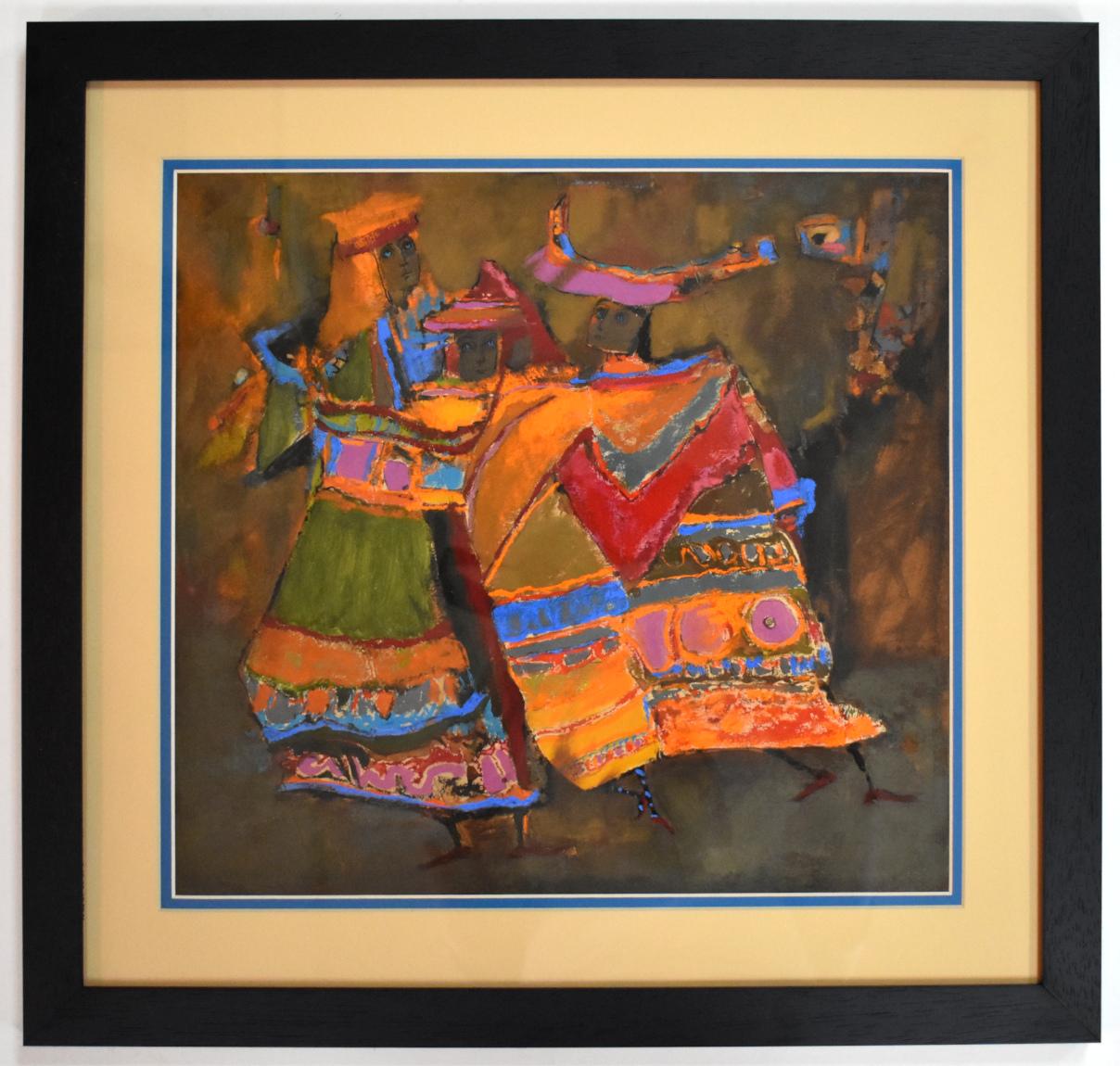 « THE DANCE », L'artiste de San Antonio MARGARET PUTNAM (1913-1989) BOLD BEAUTIFUL COLORS - Moderne Painting par Margaret Putnam