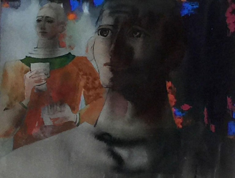 Margaret Putnam Figurative Painting - "Untitled"  mid century modern  MCM