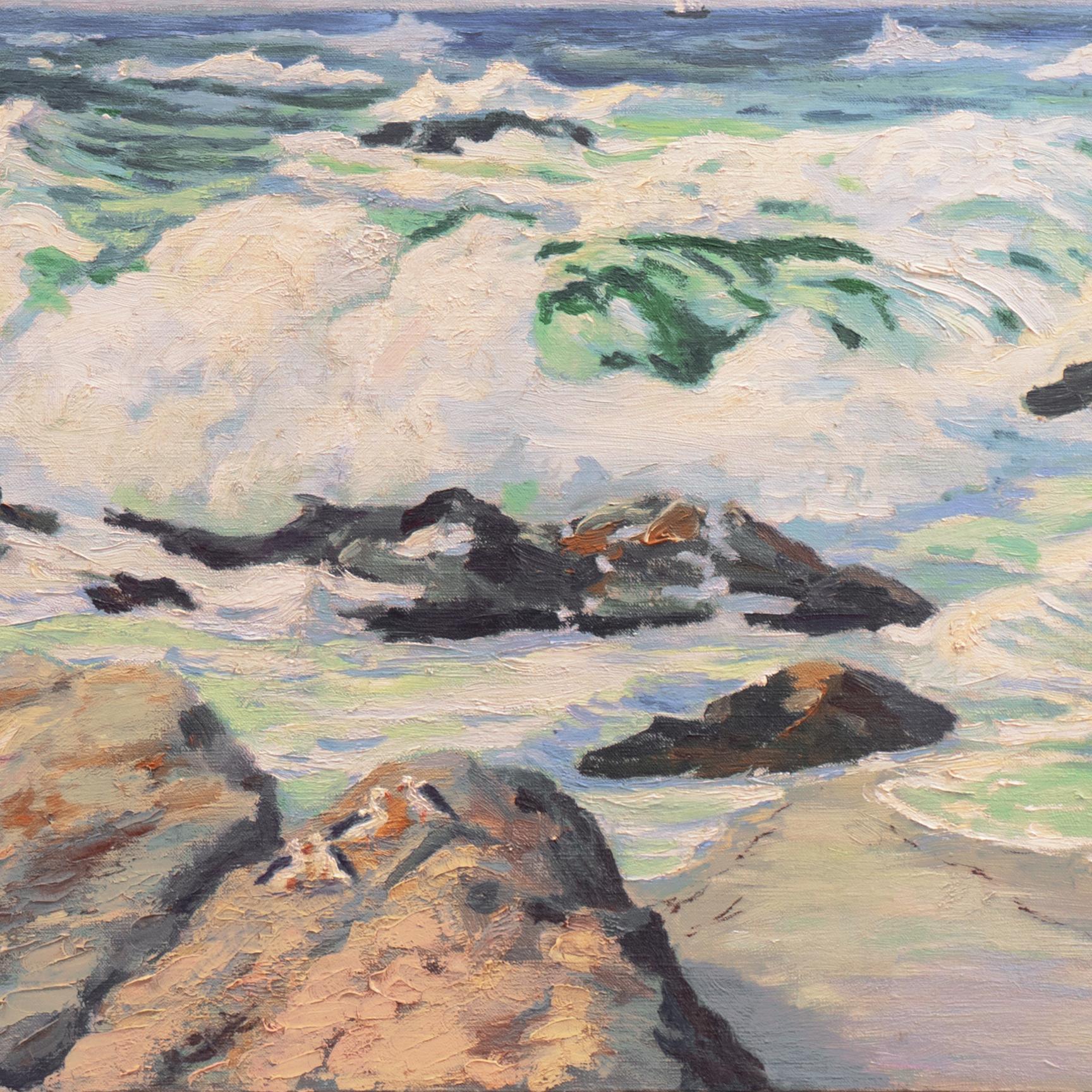 'Pacific Surf at Sunset', Oakland Museum, Women Painters of the West, SWA, GGE - Painting by Margaret Rogers