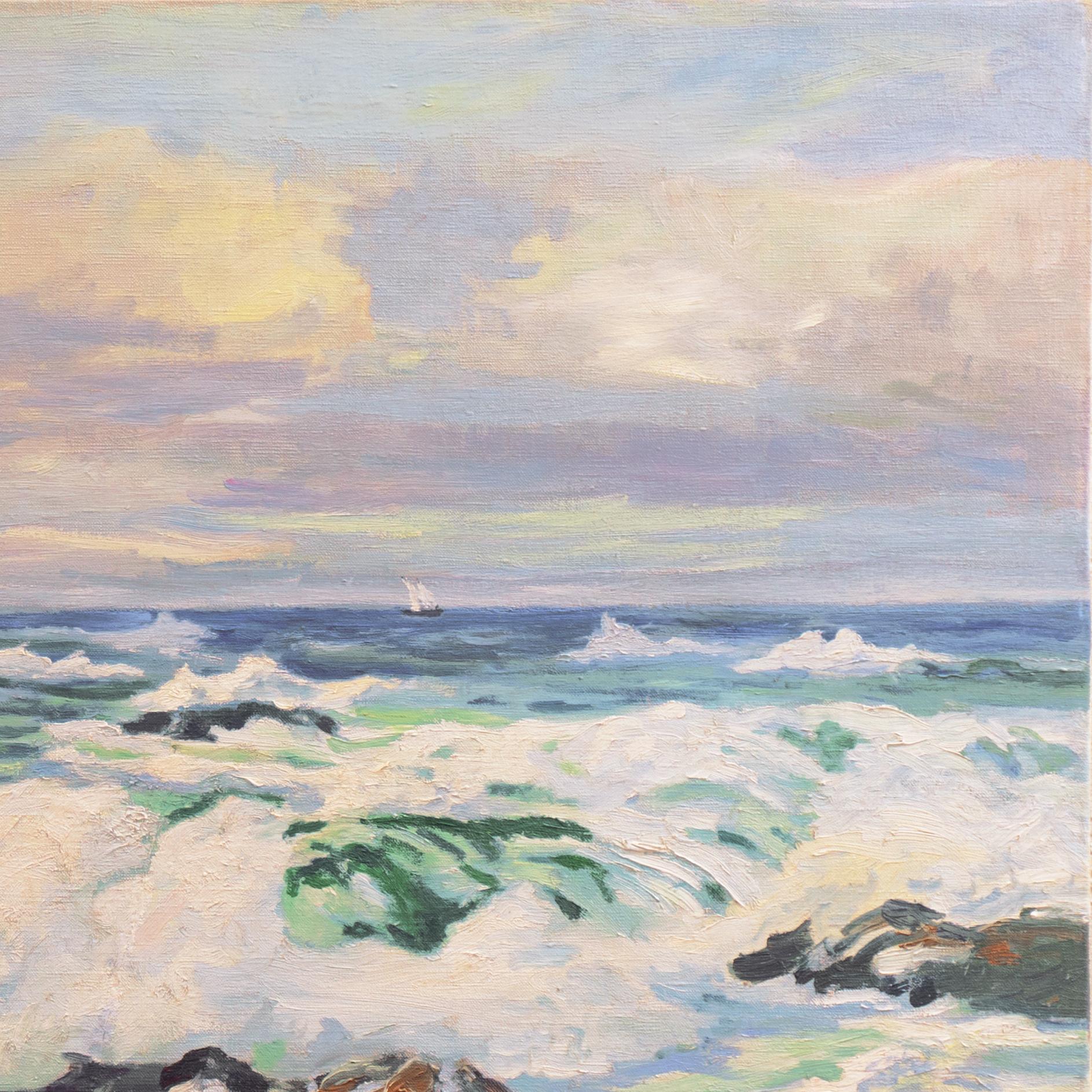 'Pacific Surf at Sunset', Oakland Museum, Women Painters of the West, SWA, GGE - Impressionist Painting by Margaret Rogers