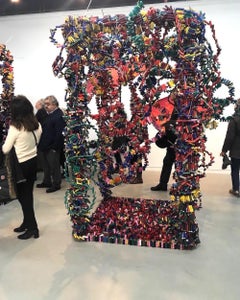 Margaret Roleke, Pop pop, 2018, spent shot gun shells, wire, zipties, steel box