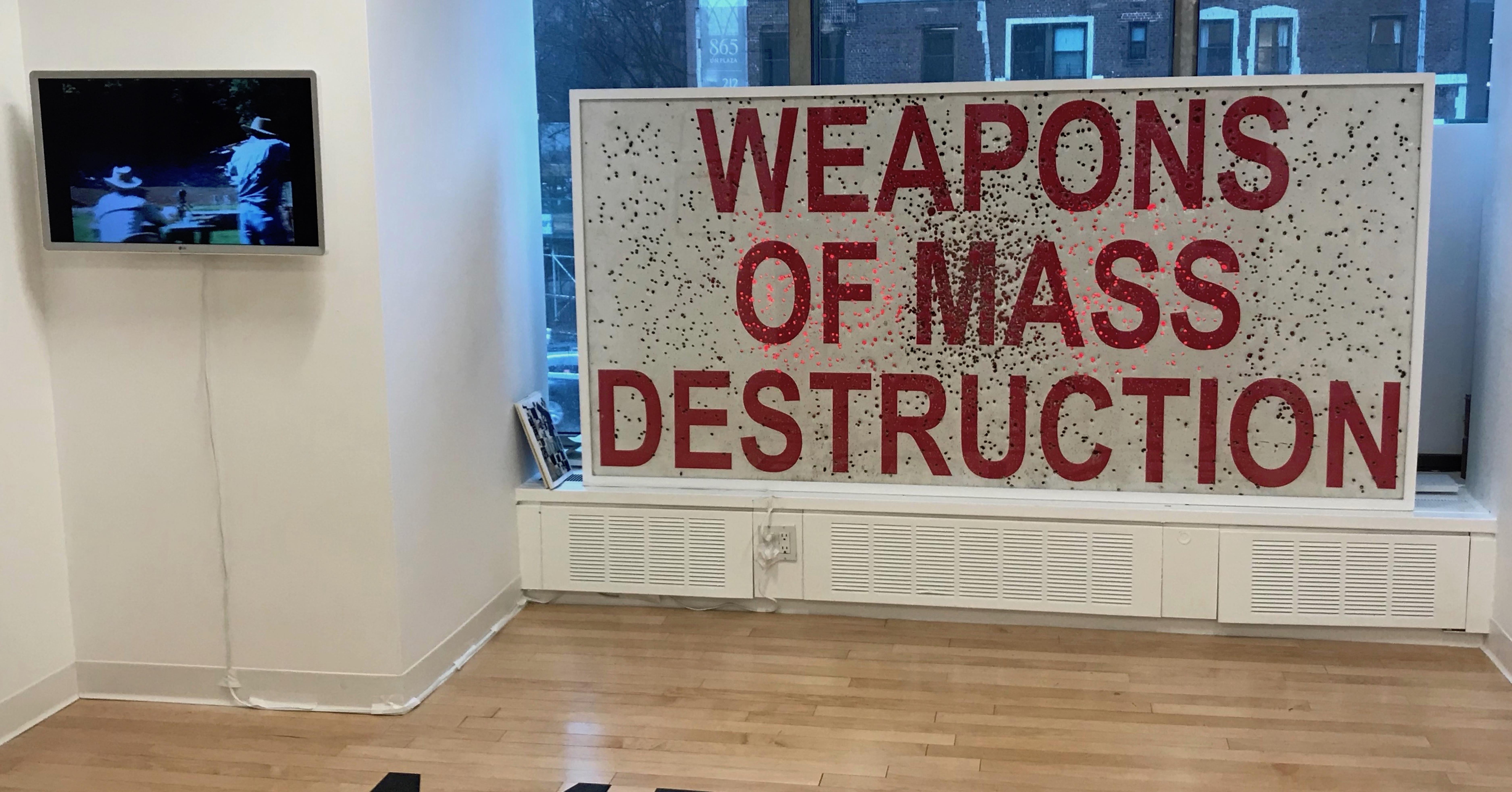 Margaret Roleke, Weapons of Mass Destruction, 2019, Lichtkasten mit Video  im Angebot 1