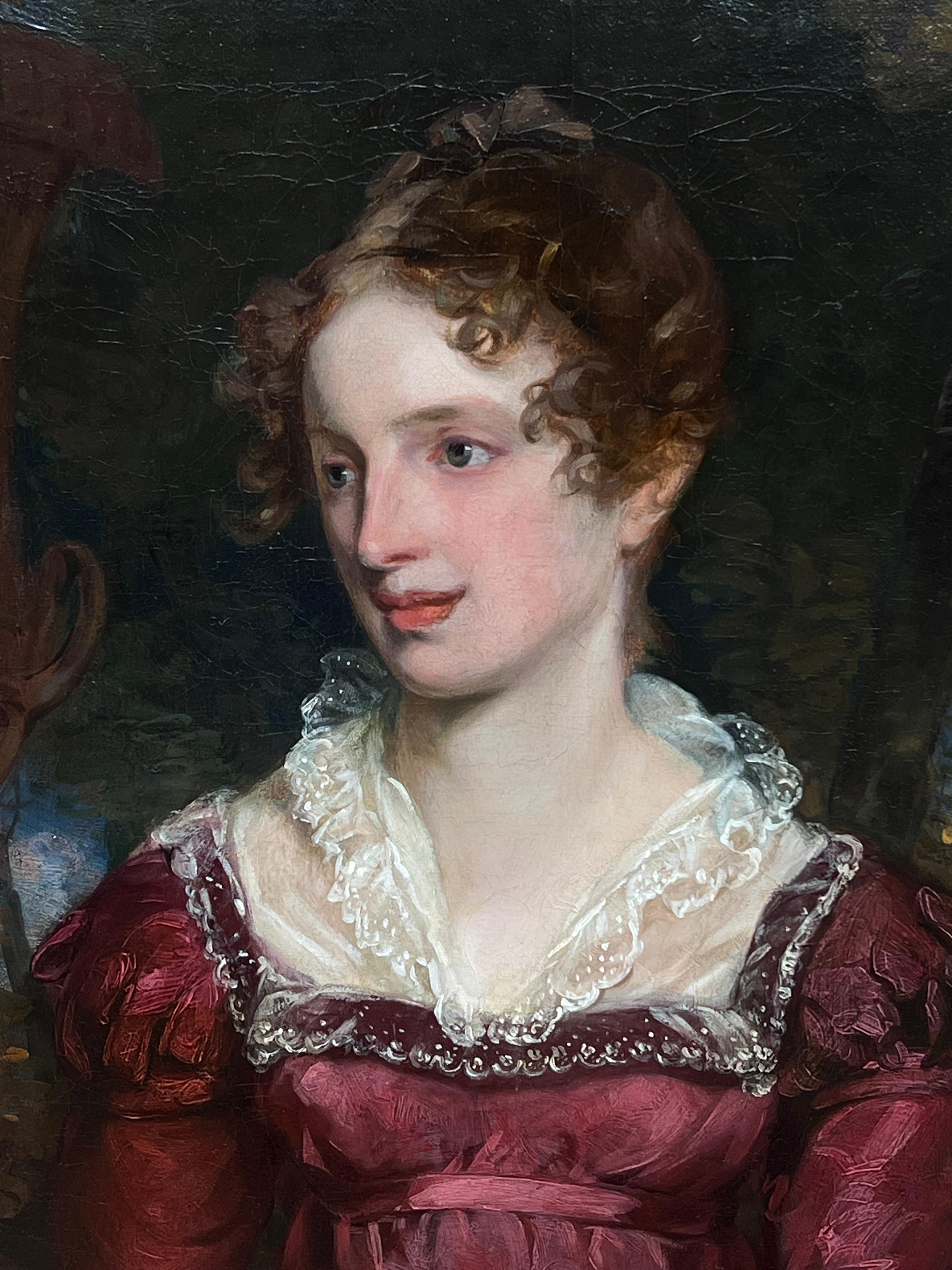 Feine frühe viktorianische Porträt einer englischen Dame Ölgemälde Ahorn Holzrahmen (Viktorianisch), Painting, von Margaret Sarah Carpenter