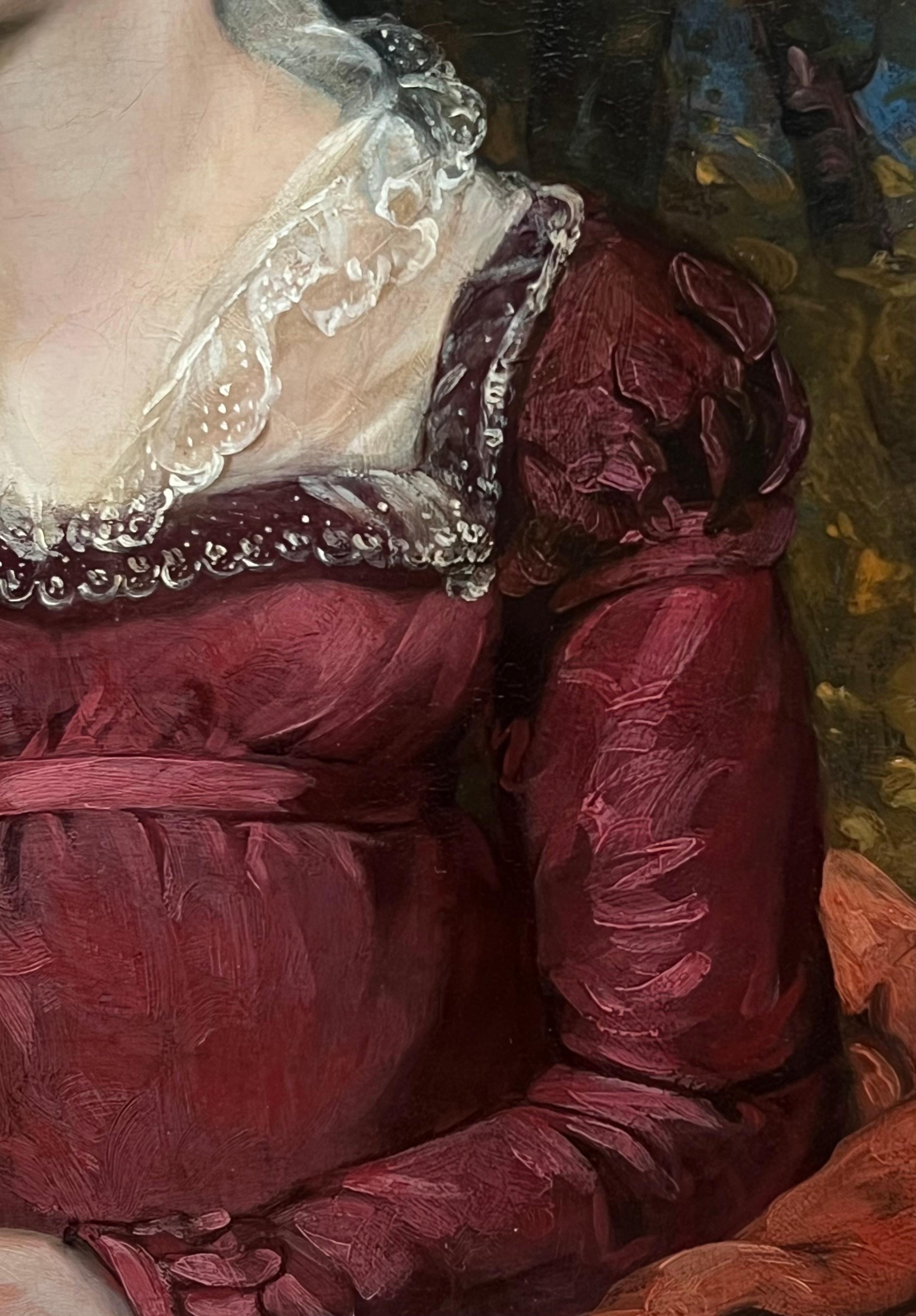 Feine frühe viktorianische Porträt einer englischen Dame Ölgemälde Ahorn Holzrahmen im Angebot 1