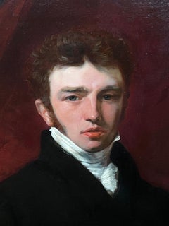 Fine Early Victorian Portrait of English Gentleman Oil Painting in Maple Wood Fr
