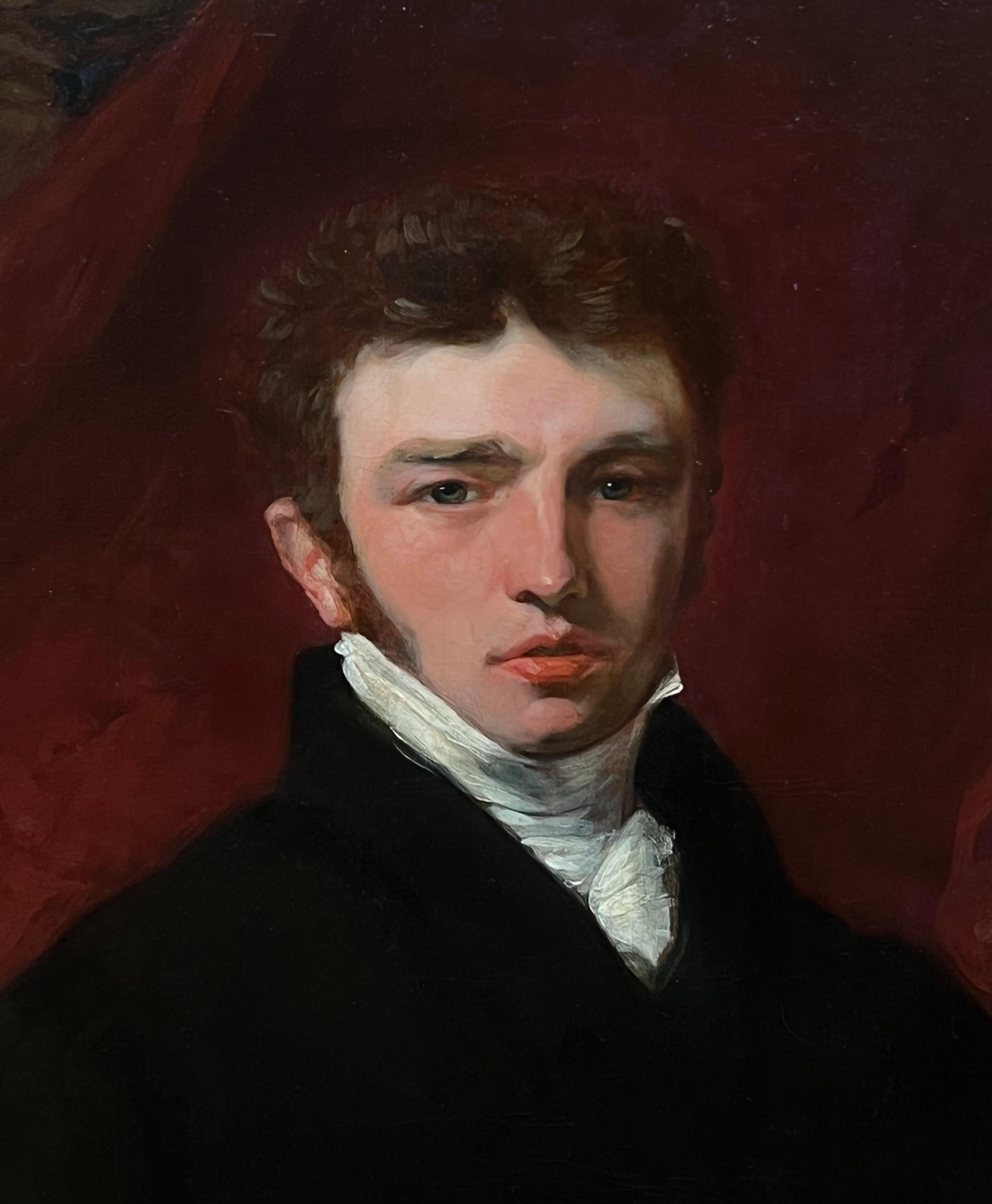 Feine frühen viktorianischen Porträt der englischen Gentleman Ölgemälde in Ahornholz Fr im Angebot 1