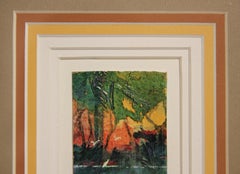 Small Colorful Abstract Earth Toned Forest Landscape Watercolor Painting