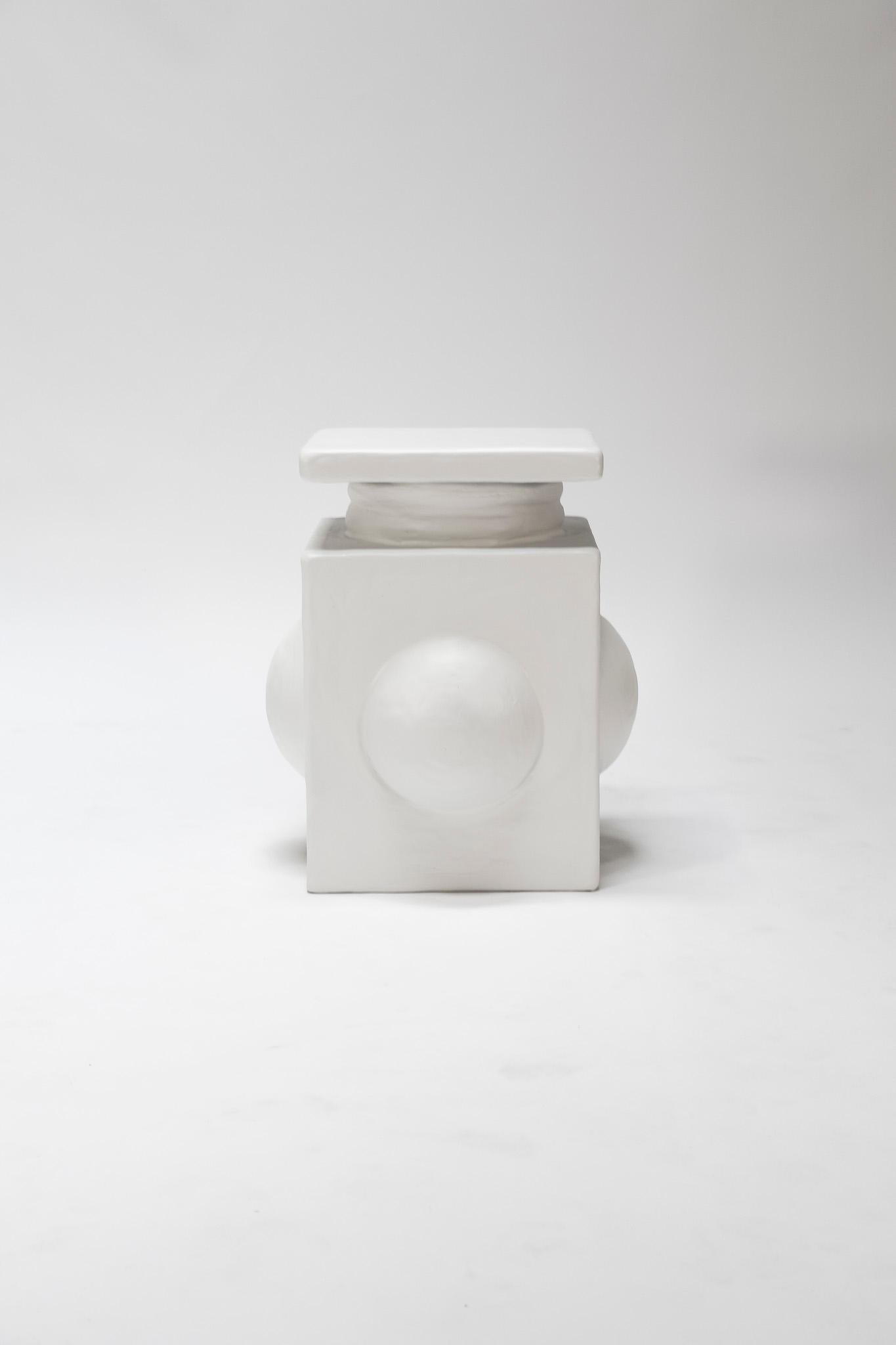 Inspired by antique perfume vessels, the Margaret Side Table highlights the playful dichotomy between art and function.

Handcrafted in our Atlanta studio, this side table is crafted from a wood base and delicate plaster and paint mix. This