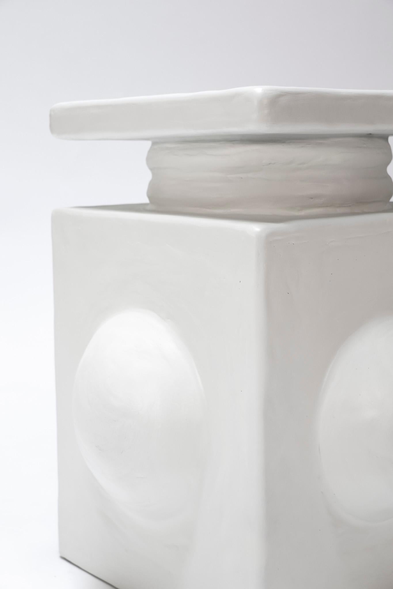 Hand-Crafted Margaret Side Table in Gypsum & Fiberglass by Brent Warr Studios For Sale