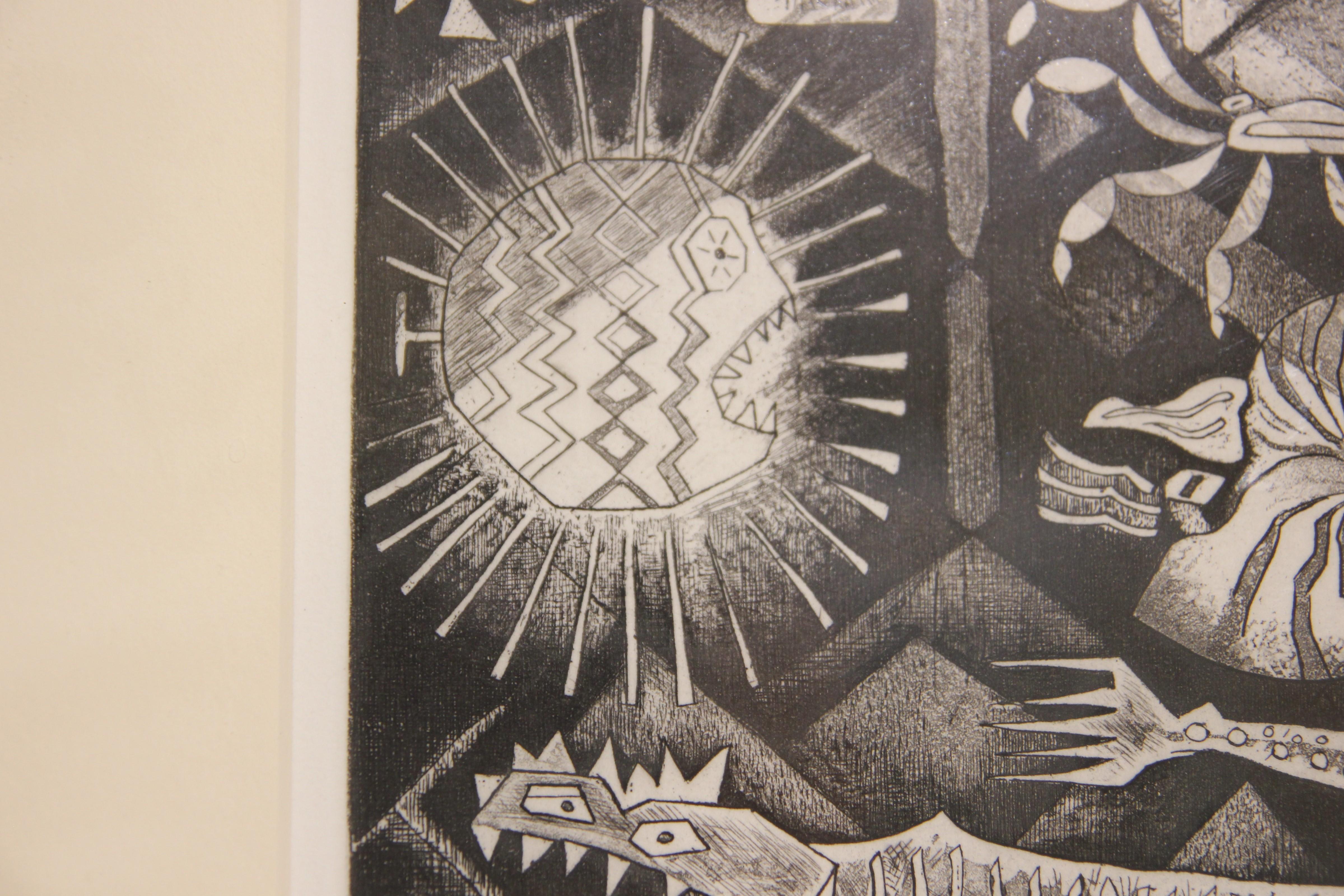 “Truth is Stranger than Fiction” Black and White Abstract Etching Edition 4/15  - Print by Margaret Smithers Crump