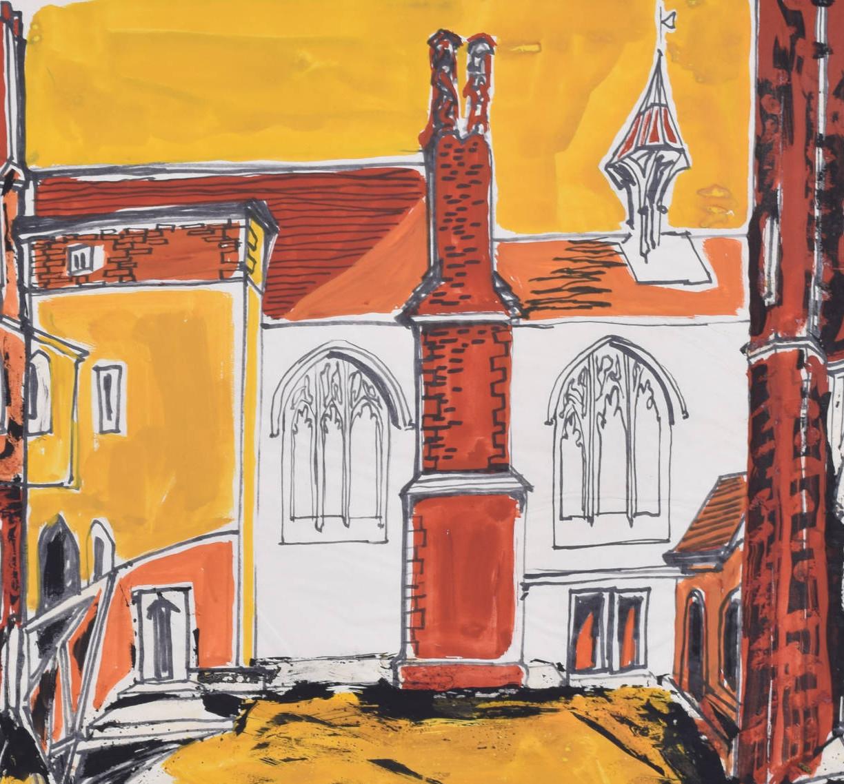 Queens' College, Cambridge II dipinto da Margaret Souttar in vendita 1