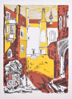 Queens' College, Cambridge lithograph (signed) by Margaret Souttar