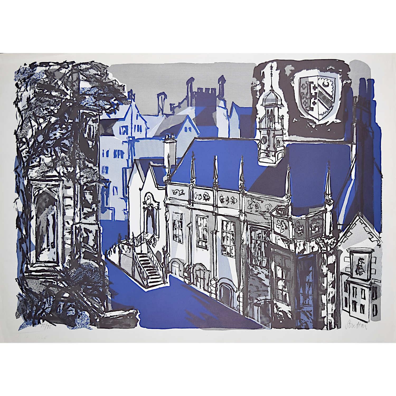 Margaret Souttar (1914-1987)
Selwyn College, Cambridge
Lithographie
77 x 56 cm

Signé au crayon en bas à droite.

Townes était un peintre et graveur écossais connu pour ses images de paysages urbains. Au début des années 1960, elle a été chargée de