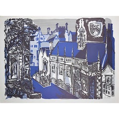 Vintage Selwyn College, Cambridge lithograph by Margaret Souttar