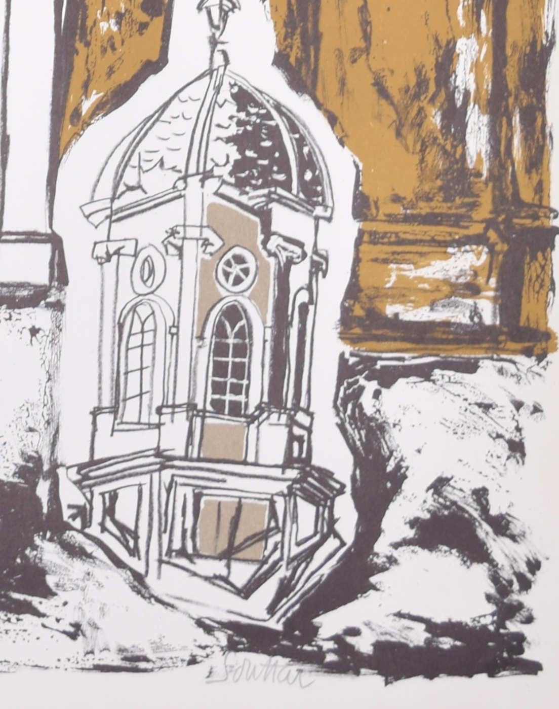 Trinity Hall, Cambridge lithograph by Margaret Souttar For Sale 2