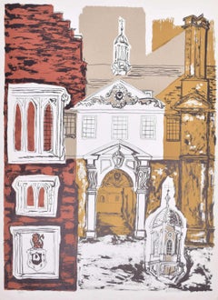 Trinity Hall, Cambridge lithograph by Margaret Souttar