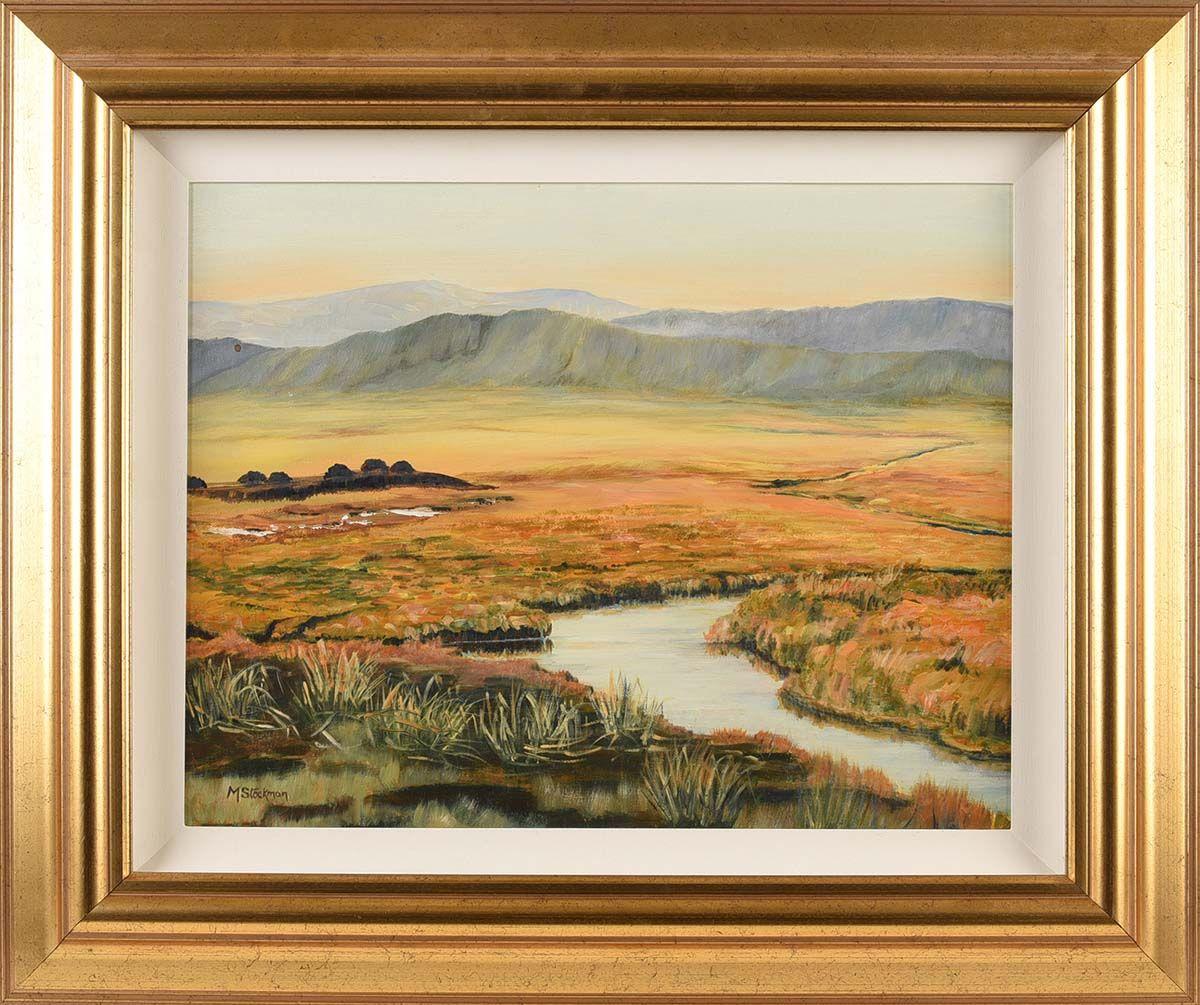 Huile originale de l'artiste d'Irlande du Nord représentant le paysage du Bogland de Galway en Irlande - Contemporain Art par Margaret Stockman