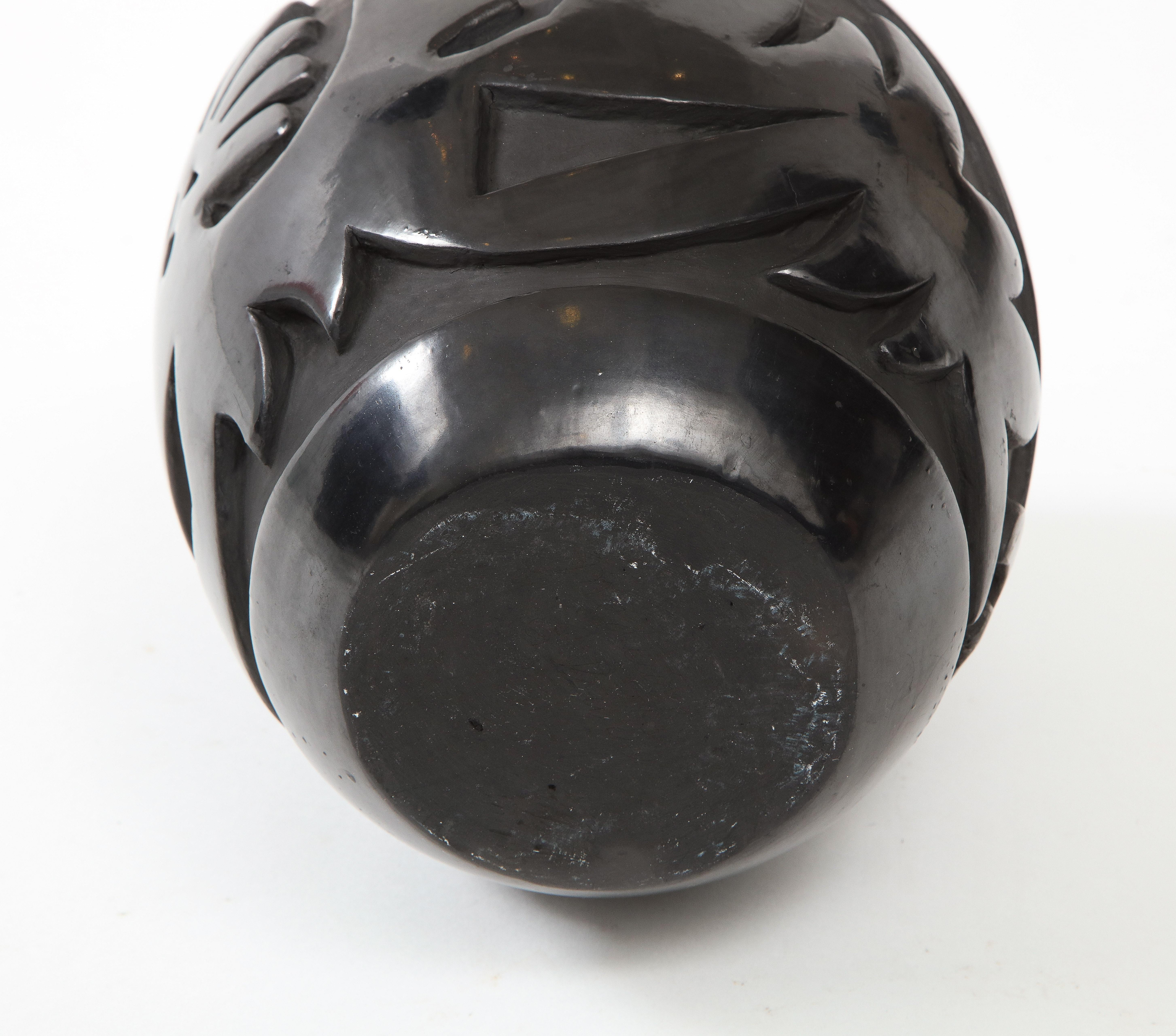 Margaret Tafoya, Pueblo Carved Black Pottery Vase 3