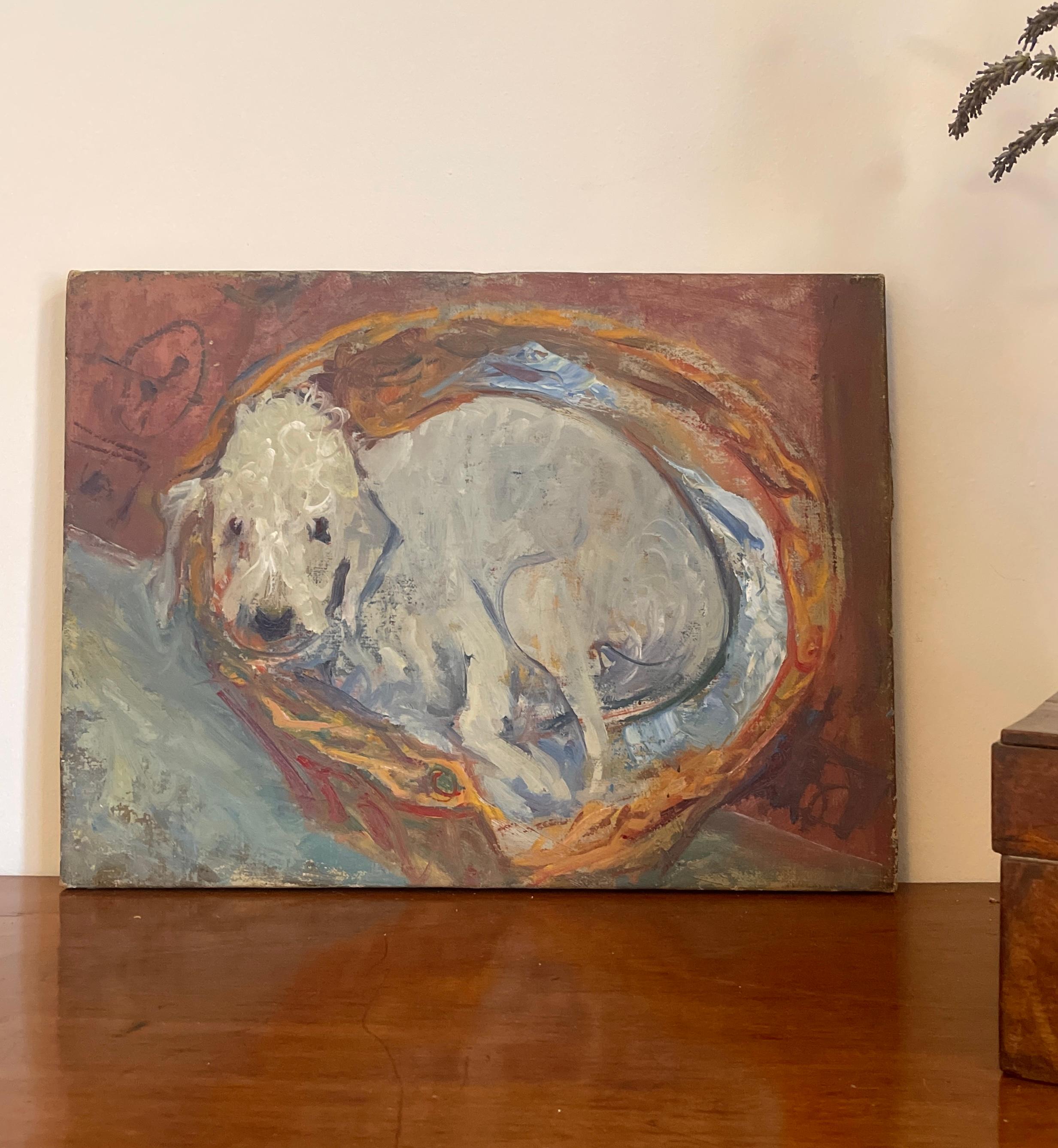 Animal Painting Dog Oil Royal College Art Artist Modern Bedlington Terrier  5