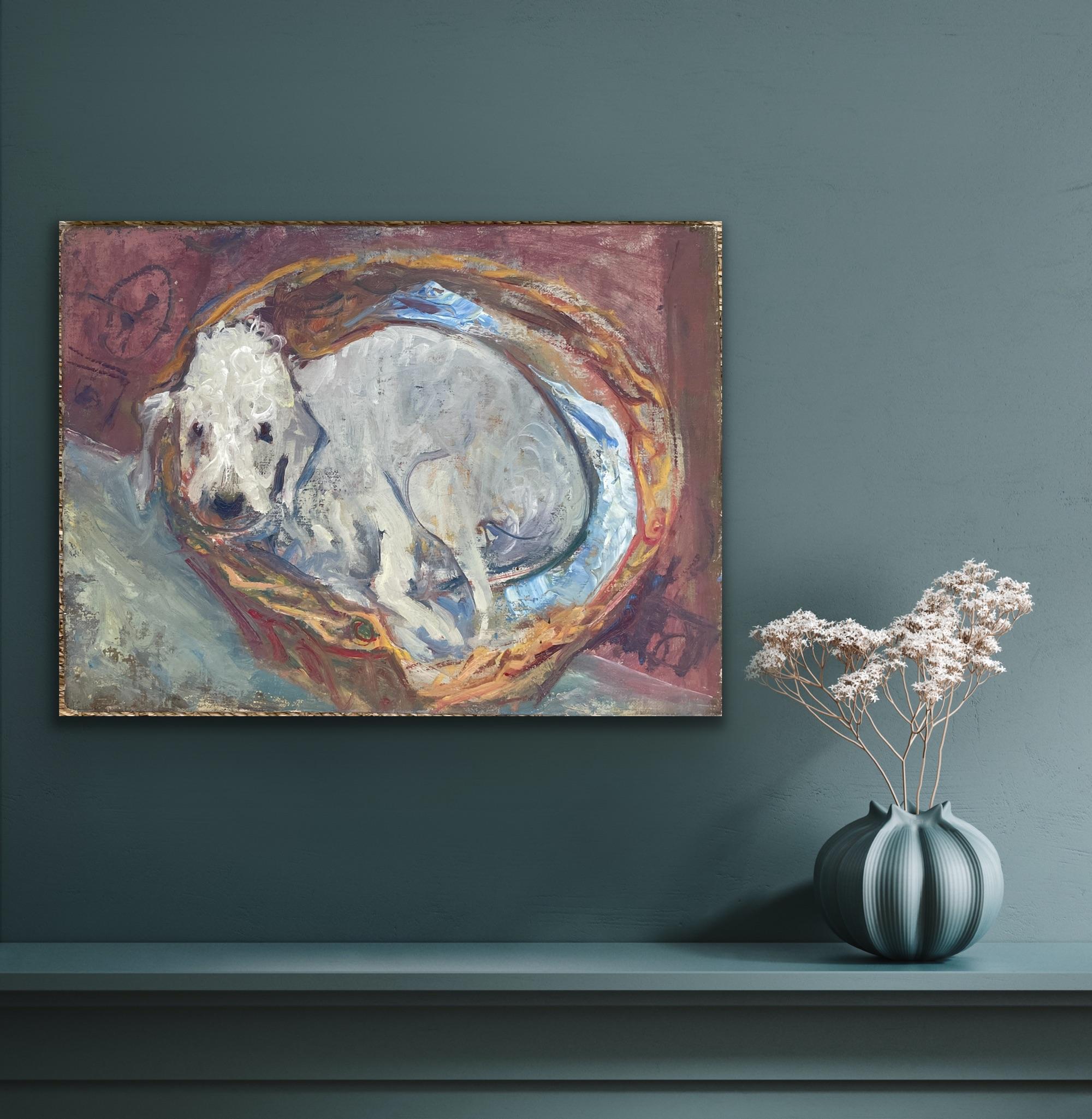 Animal Painting Dog Oil Royal College Art Artist Modern Bedlington Terrier  3