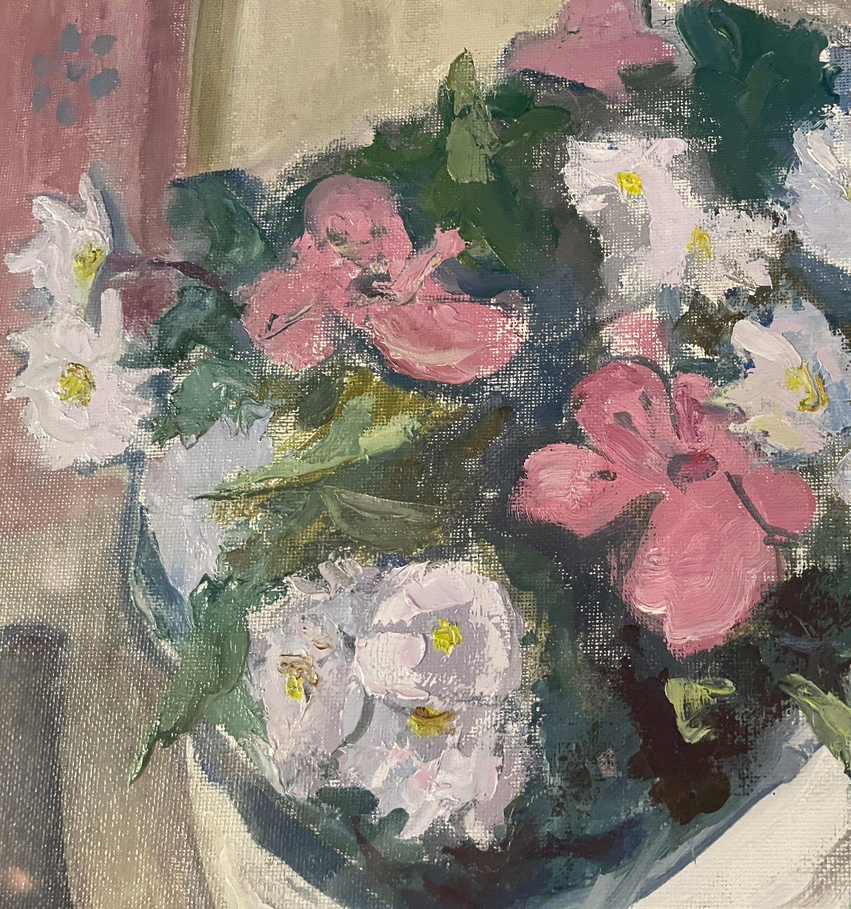 Óleo sobre lienzo impresionista de la Royal Academy Modern British Art Flores Slade - Painting Impresionista de Margaret Thomas