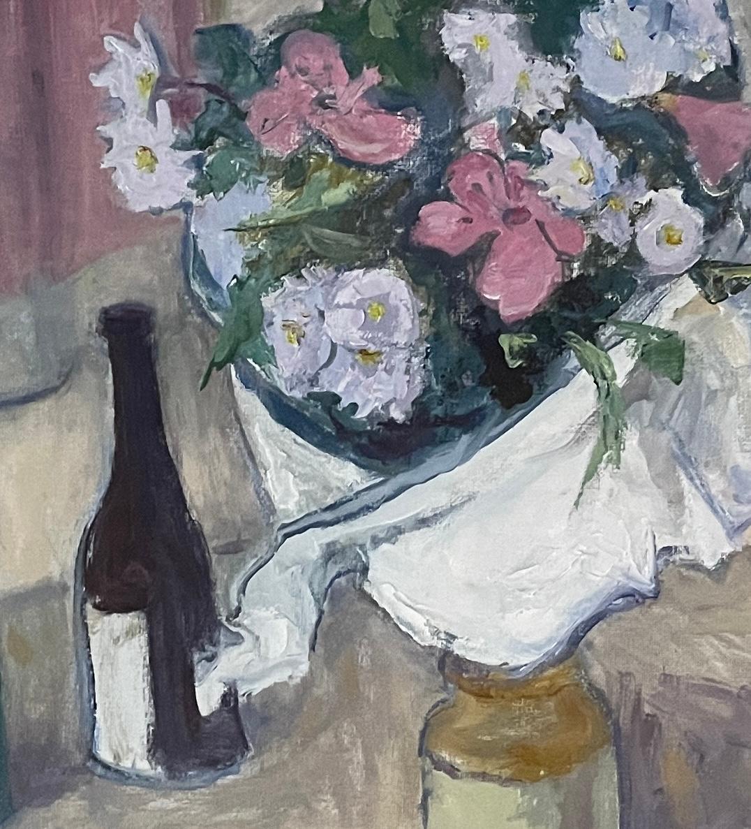 Impressionist Royal Academy Oil on Canvas Modern British Art Flowers Slade  - Brown Still-Life Painting by Margaret Thomas