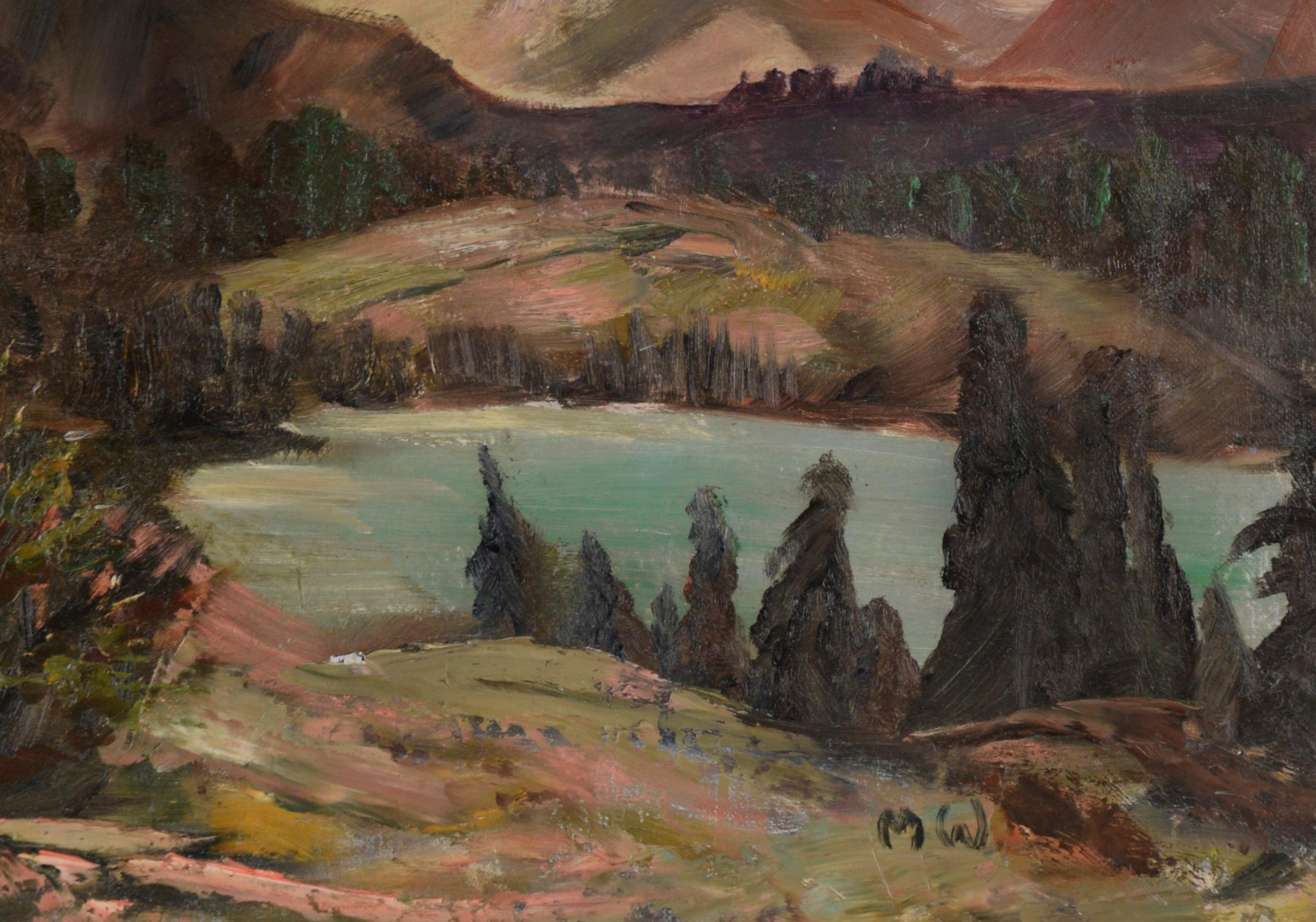 California Lake Landscape  - American Impressionist Painting by Margaret Ward