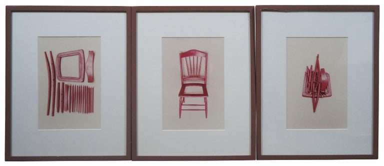 Expressionist Margaret Wharton Deconstructed Chair Lithograph Suite Art Prints Expressionism For Sale