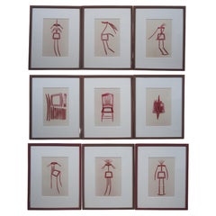 Vintage Margaret Wharton Deconstructed Chair Lithograph Suite Art Prints Expressionism