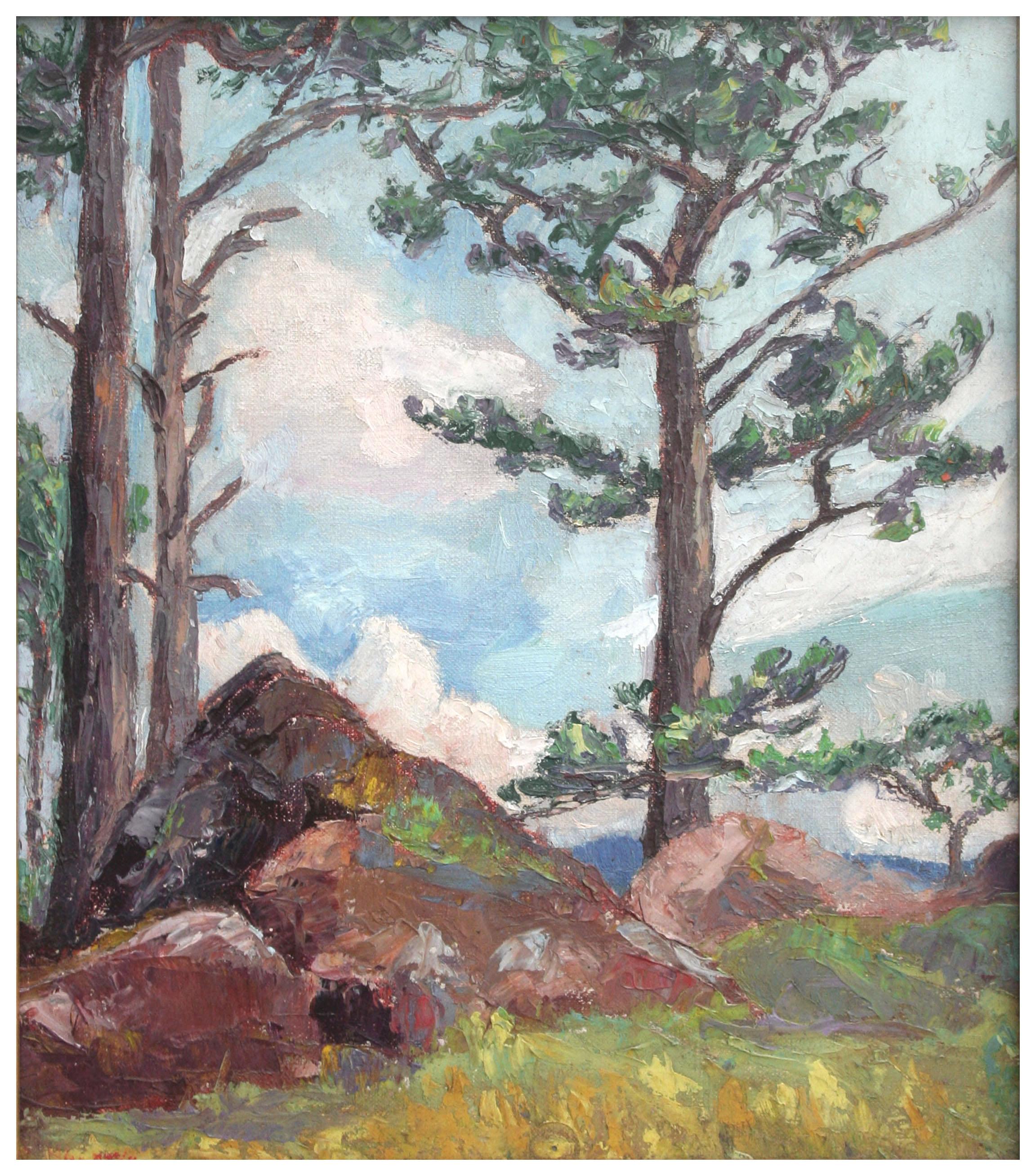 Early 20th Century Pacific Coast Summer Landscape  - Painting by Margaret Wherry Ziegler