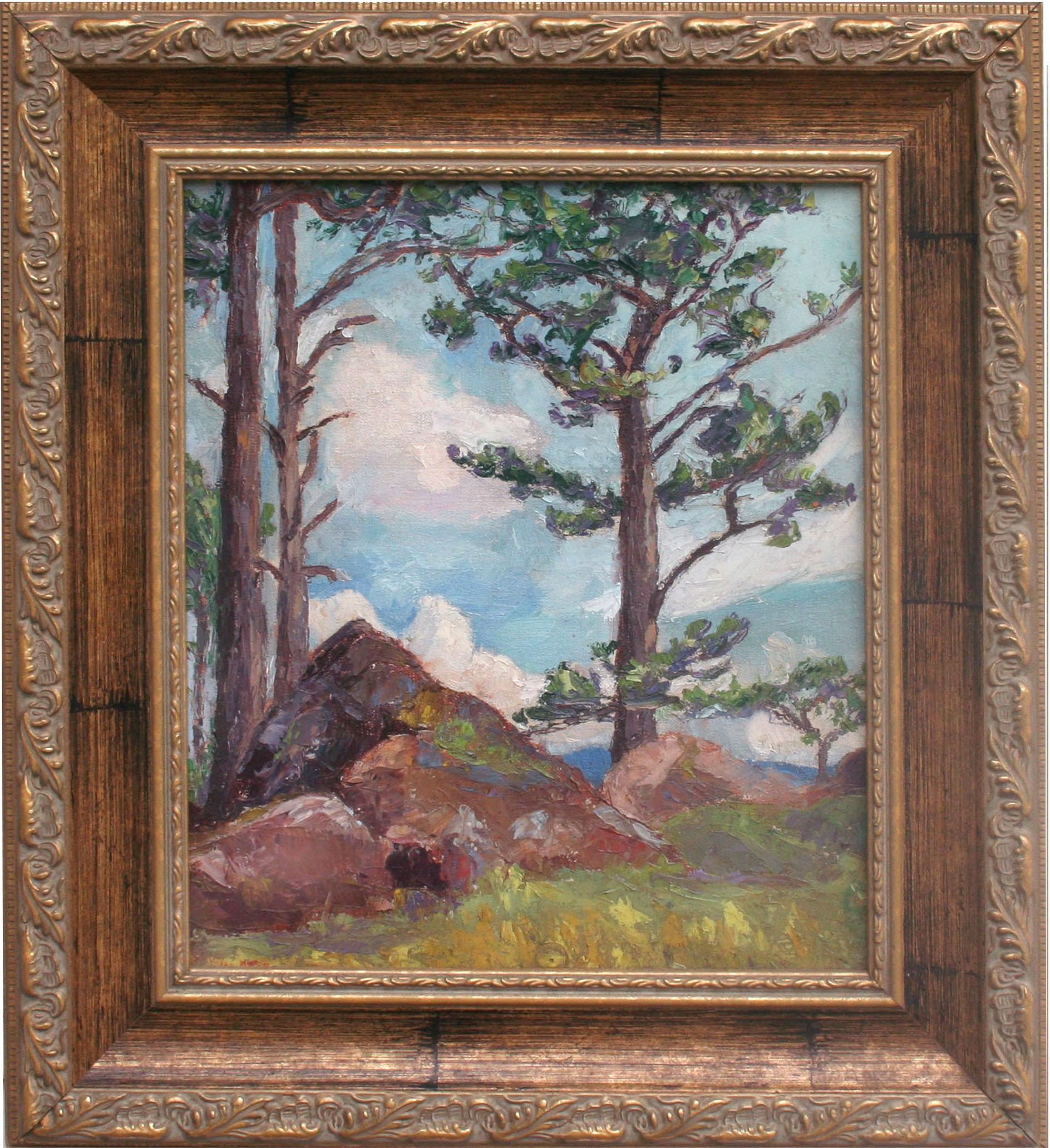 Margaret Wherry Ziegler Landscape Painting - Early 20th Century Pacific Coast Summer Landscape 