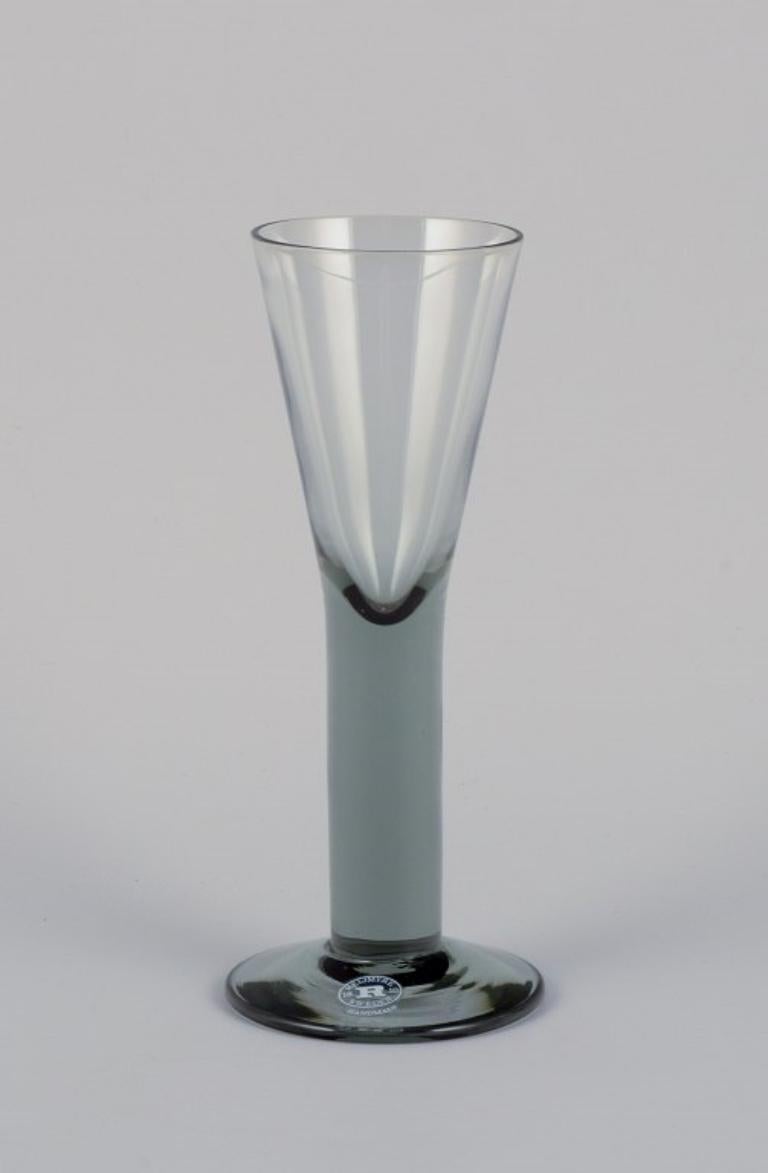 Swedish Margareta Hennix for Reijmyr. Set of three schnapps glasses and liqueur glass For Sale