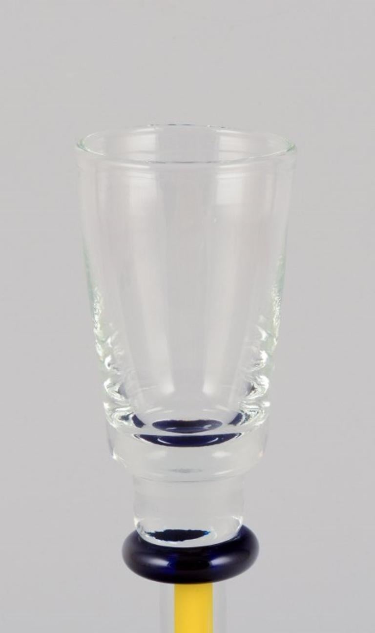 Art Glass Margareta Hennix for Reijmyre. Set of four schnapps glasses. 1990s