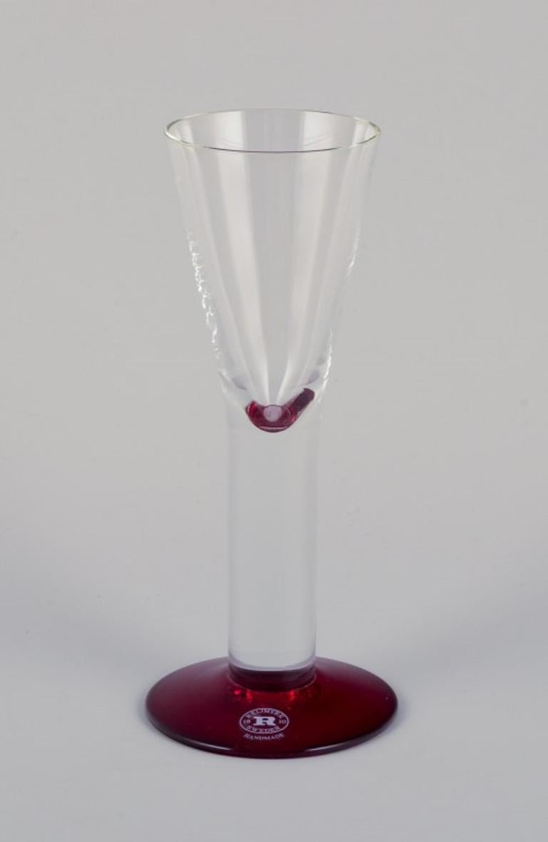Late 20th Century Margareta Hennix for Reijmyre, Sweden. Set of four schnapps glasses. For Sale
