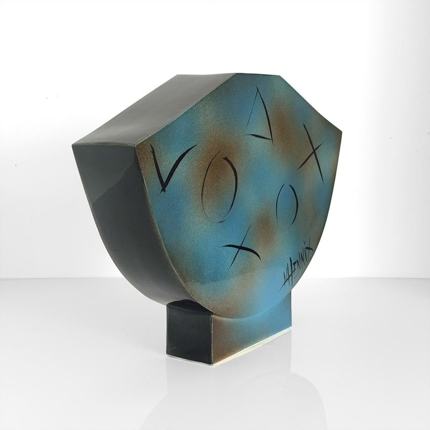 Smaltato Margareta Hennix Vaso unico Studio A Gustavsberg firmato 1988 in vendita