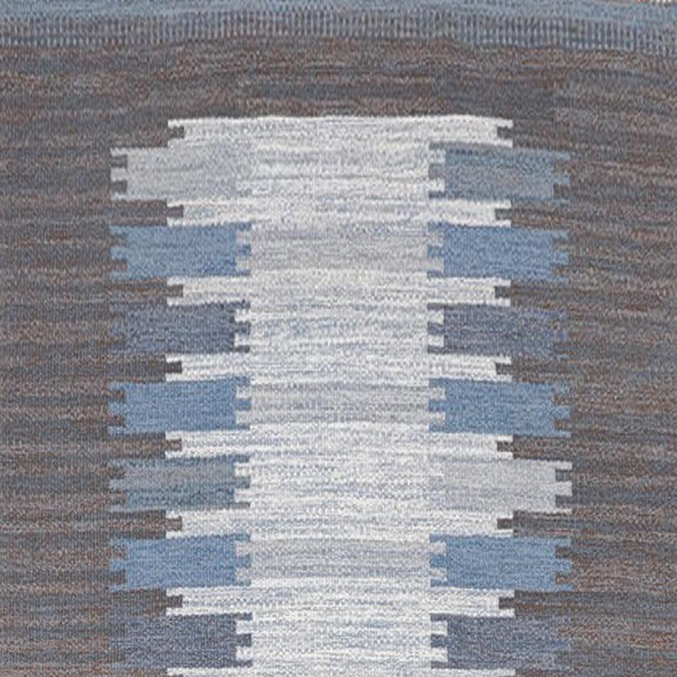 Wool Margareta Lundahl Röllakan Rug Midcentury Swedish Hand-Woven Flatweave, 1950s For Sale