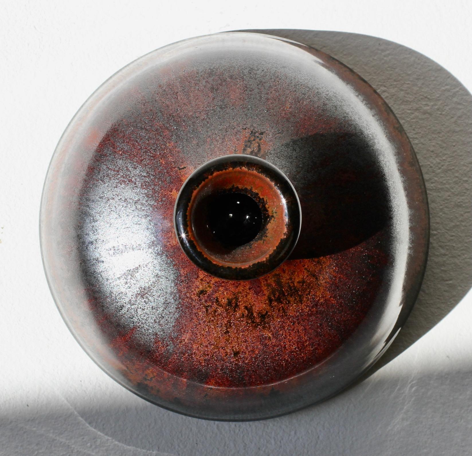 Margarete Schott German Studio Pottery Brown & Black Glazed Vintage Vase c.1984 en vente 4