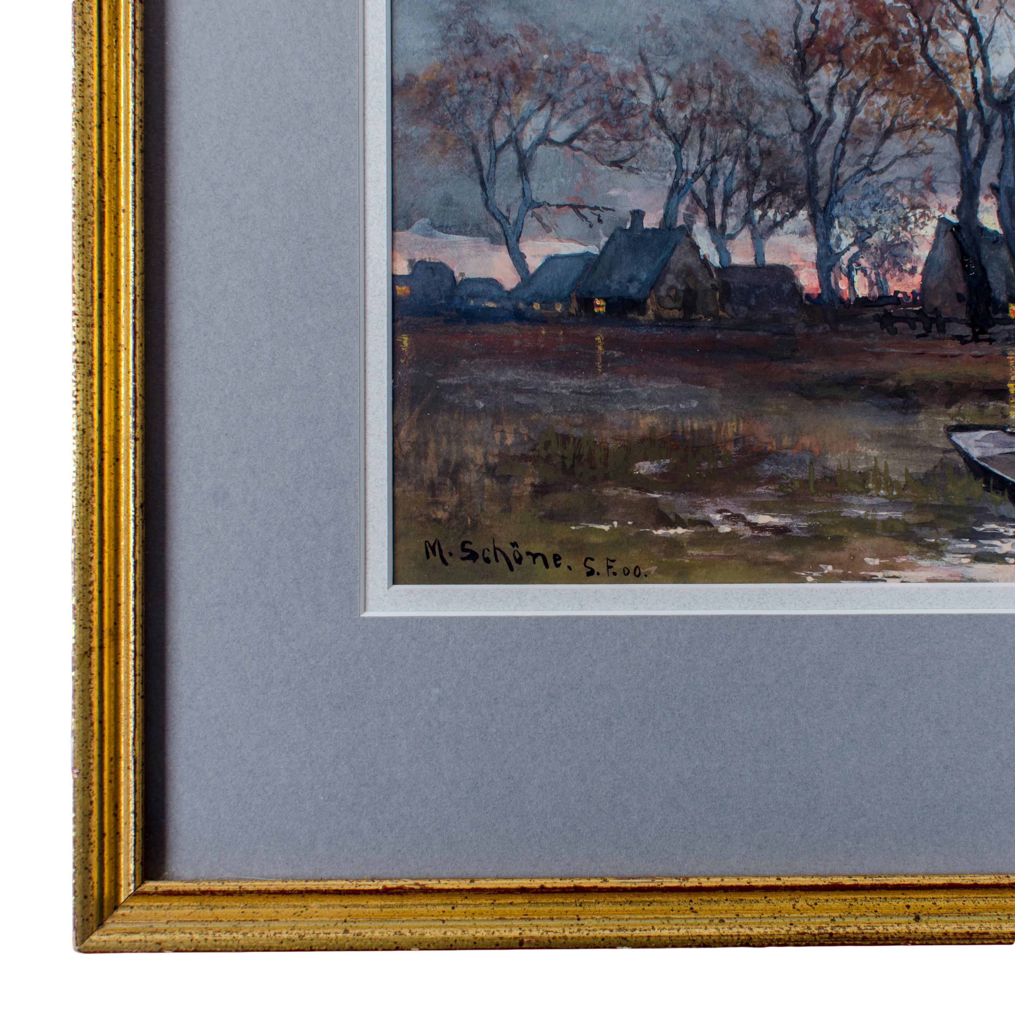 Margarethe Schönermark - Deutsche Landschaftsaquarellmalerei, 1900 im Zustand „Gut“ im Angebot in Savannah, GA