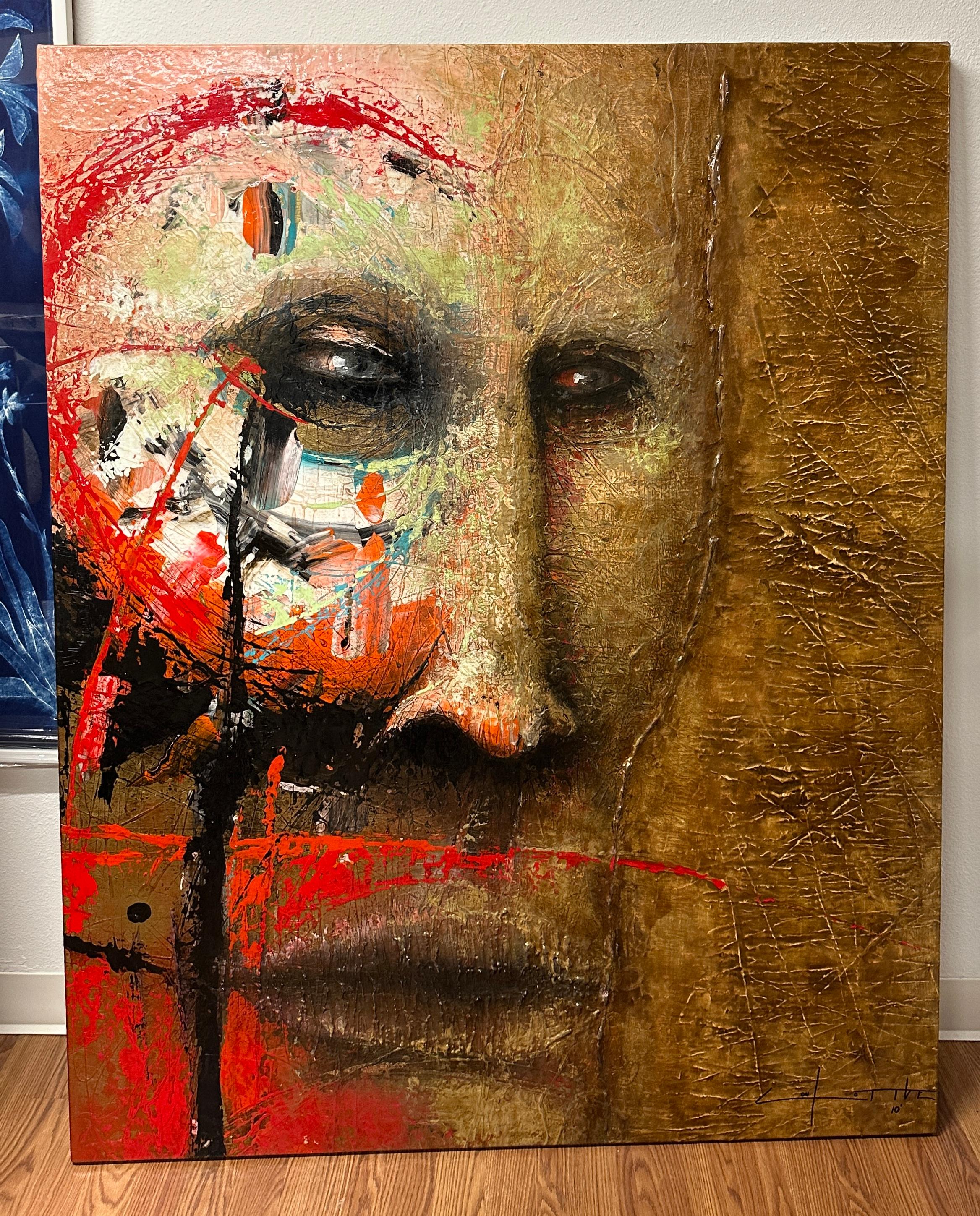 A striking painting by the noted Greek artist Margarita Lypridou. it is signed and dated lower right 2010. The painting was purchased in Montreal at the Blanche Gallery. The painting is in good condition, with only some minor losses.